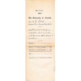 Received 3-3-0 pounds fee for 2 candidates entered at Perth Will forward Exam