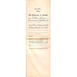 Acknowledging receipt of cheque pound 25 for W G Cooke