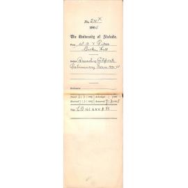 Requesting certificate for Preliminary Examination - 1894-5?