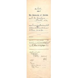 Forwarding marking sheets, withdrawal Green - M Connor - C H Griese - list of fees