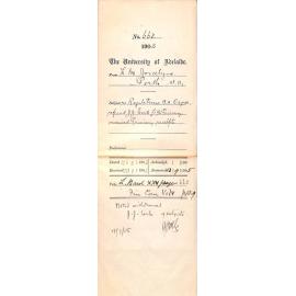 Regulations BA degree - Refund J J Earle 1-2-6 pounds Primary - Received Primary receipt