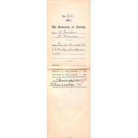 Thesis for late Medal by C H Comley not sufficient merit