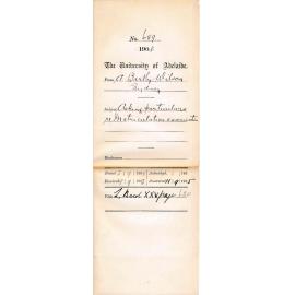 Asking particulars re Matriculation Examination - Wilson