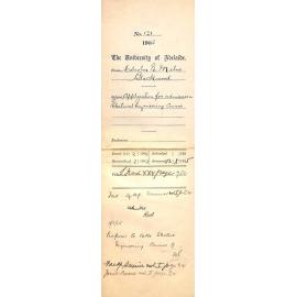 Application for admission to the Electrical Engineering Course