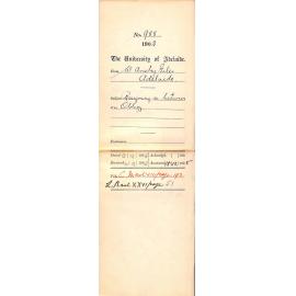 W Ansley Giles - Resigning as lecturer on Otology