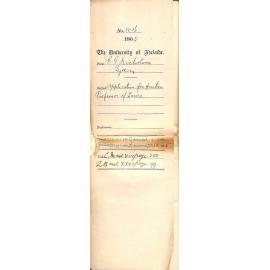G G Nicholson - Application for position of Professor of Laws