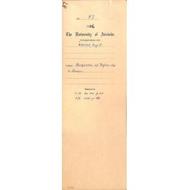 Explaining reasons for resignation of Professor Bensly