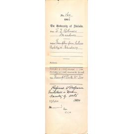 Exemption from lectures Psychology 1906 Education 1907
