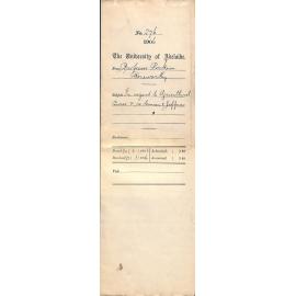 In regard to Agricultural Course and re Cowan and Jeffries