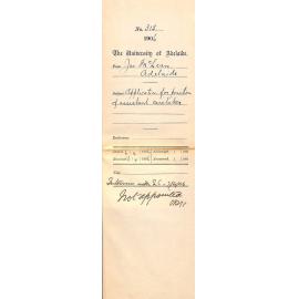 Application for position of Assistant Caretaker