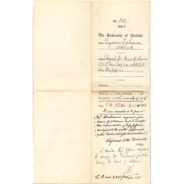 Requesting leave of absence 1st and 2nd term 1907 and regarding a substitute Miss Elise Jeffris