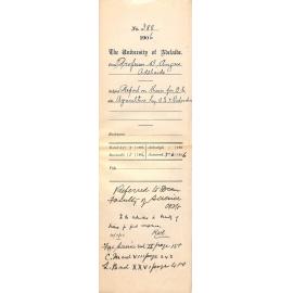 Report on thesis for the Bachelor of Science in Agriculture by A E V Richardson