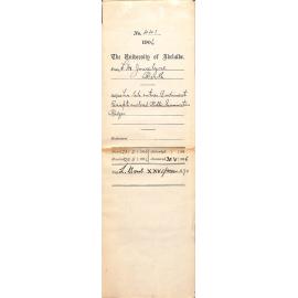Notification of two late entries into Rudiments and enclosure of their fees and enclosed receipts of Public Examination Prizes - R D'Arcy Irvine - Florence F Hodd