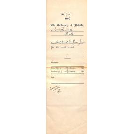 Entries for the examination