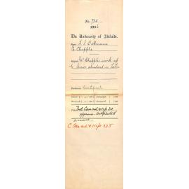 Certifying Latin exam for E Chapple held in Cambridge by W H Blythe