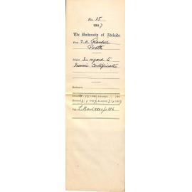 E A Randell - Perth - In regard to Music Certificates