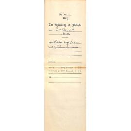 E A Randell - Perth - Received draft £15 and re New Syllabus for Music