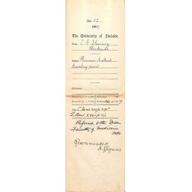 Thomas Gordon Fleming - Parkside - Permission to attend Dissecting Room