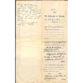 Charles Archibald Hamilton - Adelaide - Entering for Electrical Engineering Course