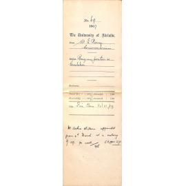 W E Perry - Conservatorium - Resigning position as Caretaker