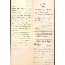 Walter Emerson Cornwall - Registrar University of Melbourne - Information re system of Cadetships