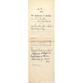 Edward L Coulter - West Maitland - Exemption from lectures Psychology and Logic