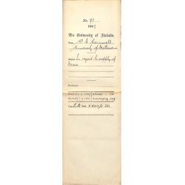 Walter Emerson Cornwall - Registrar University of Melbourne - In regard to supply of Music