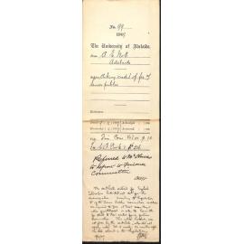 A E Nott - Adelaide - Asking credit of fee 10/- senior public