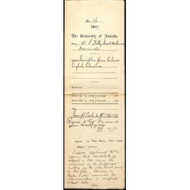William S Kelly and Miss Ada M Dawson - Merrindie - Exemption from lectures English Literature
