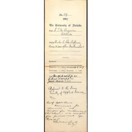 Hugh Thomas Moffitt Angwin - Adelaide - Wishes to take Diploma Course and Exemption Mathematics I