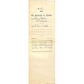 Sidney Malin - Port Adelaide - To Account Sales