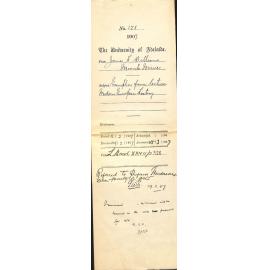 James H Williams - Moonta Mines - Exemption from lectures Modern European History