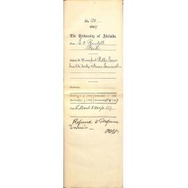 E A Randell - Perth - 10/- overpaid Public Exams Miss Ruth M Varley and Music Examinations