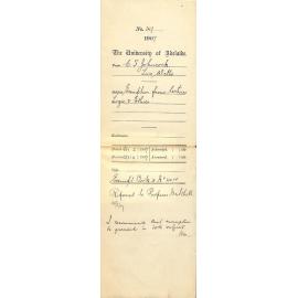 Charles F Johncock - Two Wells - Exemption from lectures Logic and Ethics