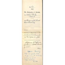 Adolf J Schulz - Adelaide - Resigning John Howard Clark Scholarship
