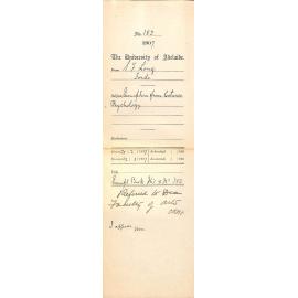 S F Long - Fords - Exemption from lectures Psychology