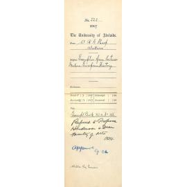 W R G Sharp - Wallaroo - Exemption from lectures Modern European History