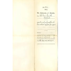 Robert Barr Smith - Adelaide - Annual Subscription to Law School of £250 for 4 years