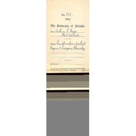 Arthur S Higgs - Port Adelaide - Exemption from Practical Organic and Inorganic Chemistry