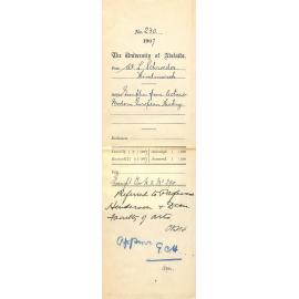 Walter Louis Schroeder - Hindmarsh - Exemption from lectures Modern European History