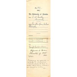 Frederick William Eardley - University - Exemption from lectures Philosophy