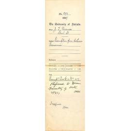 Joseph T Barnes - Sturt Street - Exemption from lectures Economics