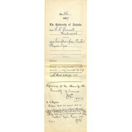 Glen H Burnell - Hindmarsh - Exemption from Practical Physics 1st Year