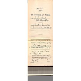 J F Ward - Rockhampton - Requesting Examination for Honours MA at Rockhampton