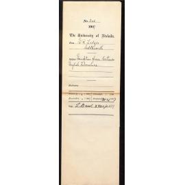 Edgar R Ledger - Saddleworth - Exemption from lectures English Literature