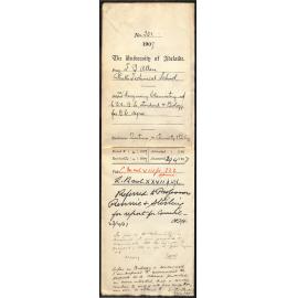 F B Allen - Perth Technical School - Recognising Chemistry up to BA BSc standard and Biology for BSc Degree