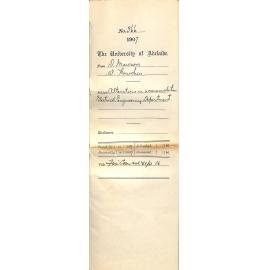 Douglas Mawson and Walter Howchin - Alterations in accommodation Electrical Engineering Department