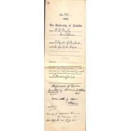 Brian B Bayly - Semaphore - Certificate of Practical Work for B Sc Degree