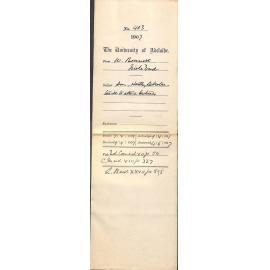 W Bennett - Mile End - Son Hartley Scholar too ill to attend Lectures