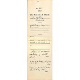 Miss M [Mabel] Riley - [Public school] Eudunda - Asking if essay on Economics